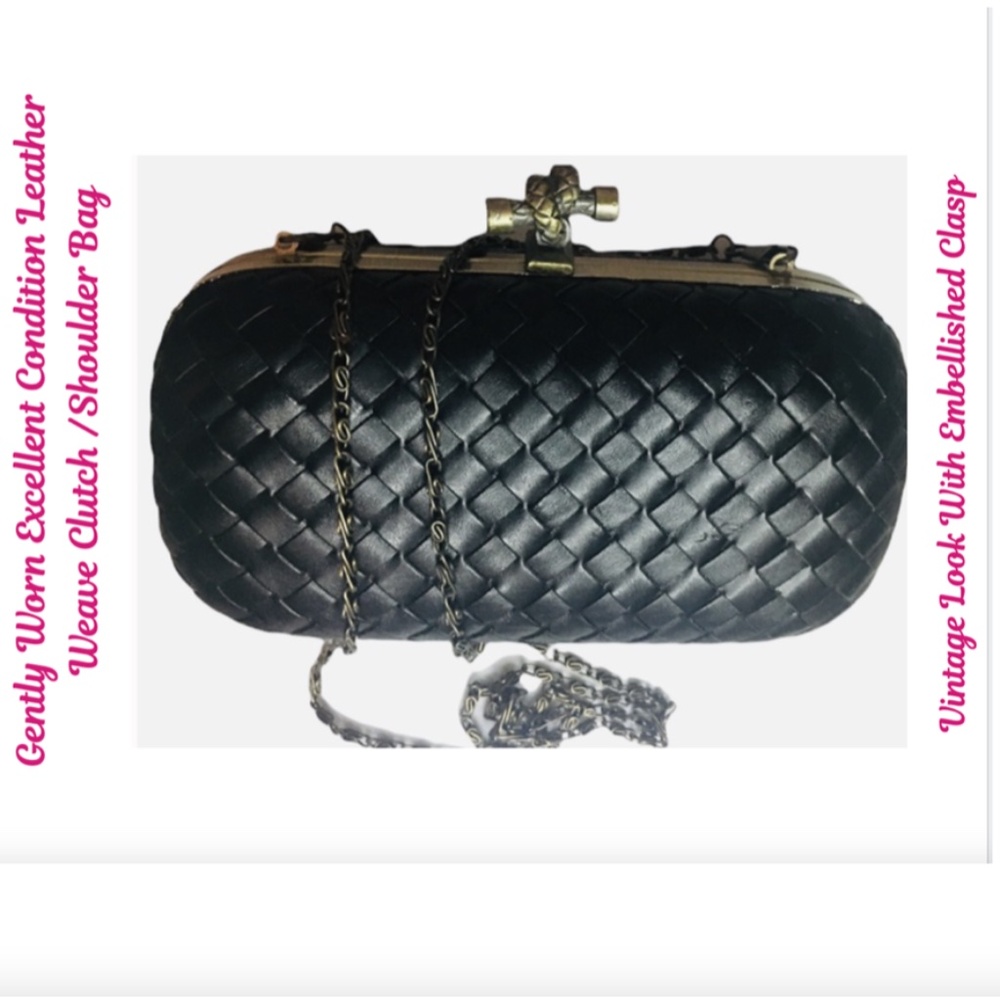NWOT  Excellent Condition Leather Weave Clutch Shoulder Bag
